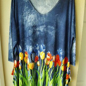 Valentina Top with Tulip Design